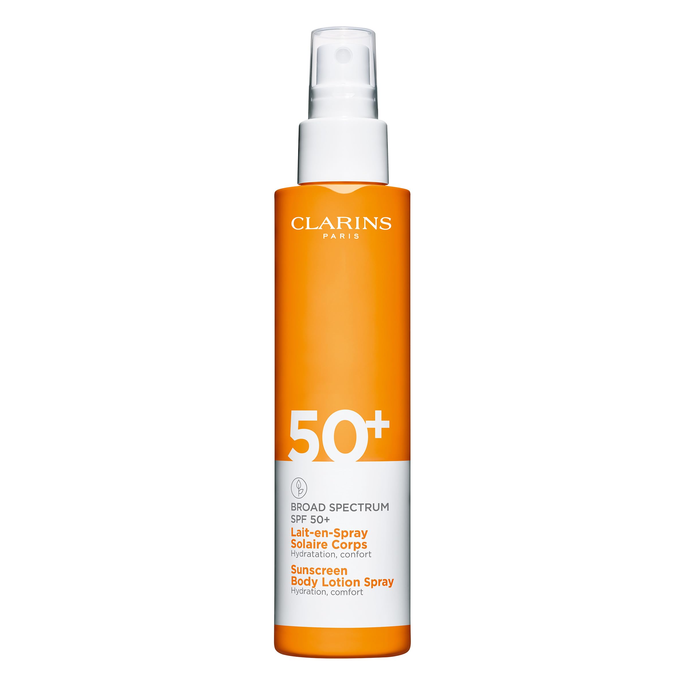 Clarins Body Sunscreen Lotion Spray | Broad Spectrum SPF 50+ | UVA/UVB Protection | Lightweight and No White Cast | Enriched with Antioxidants | All Skin Types, including Sensitive Skin | 5 Ounces